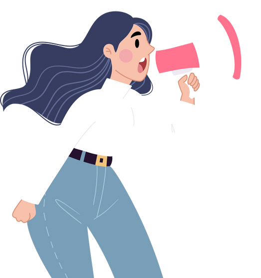 Woman speaking on a megaphone